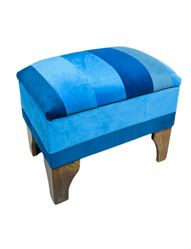 Banqueta Baúl azules Felpa 60x40x45x20 Muebles Rimar-1