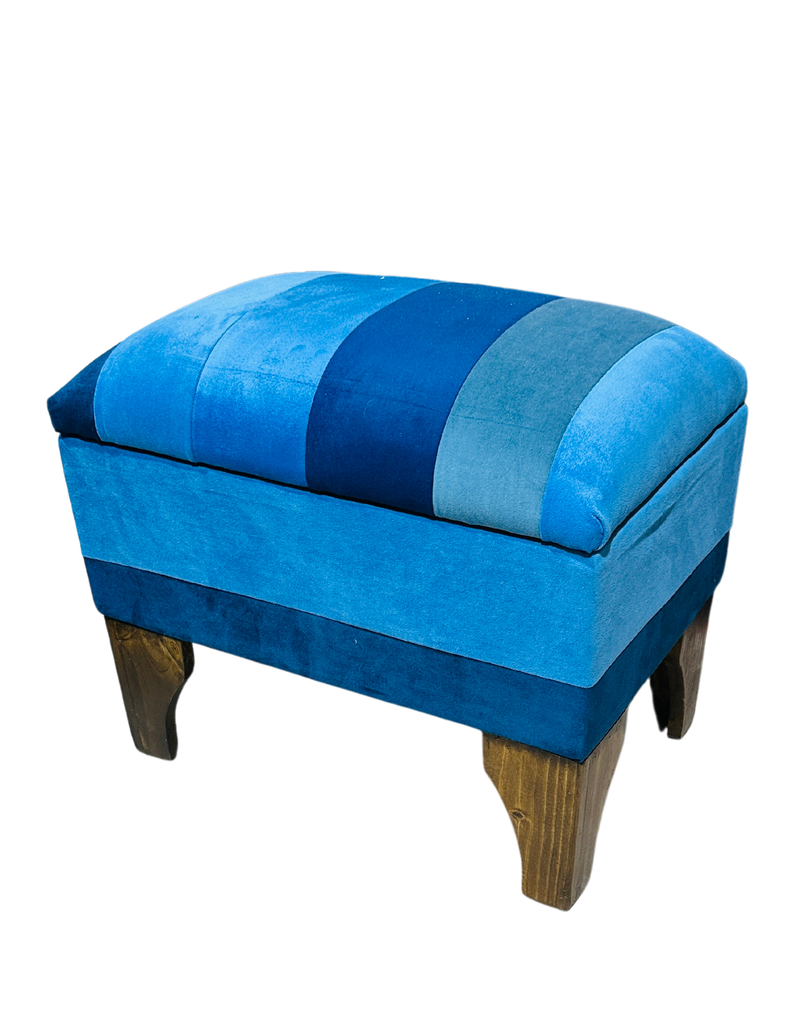 Banqueta Baúl azules Felpa 60x40x45x20 Muebles Rimar-2