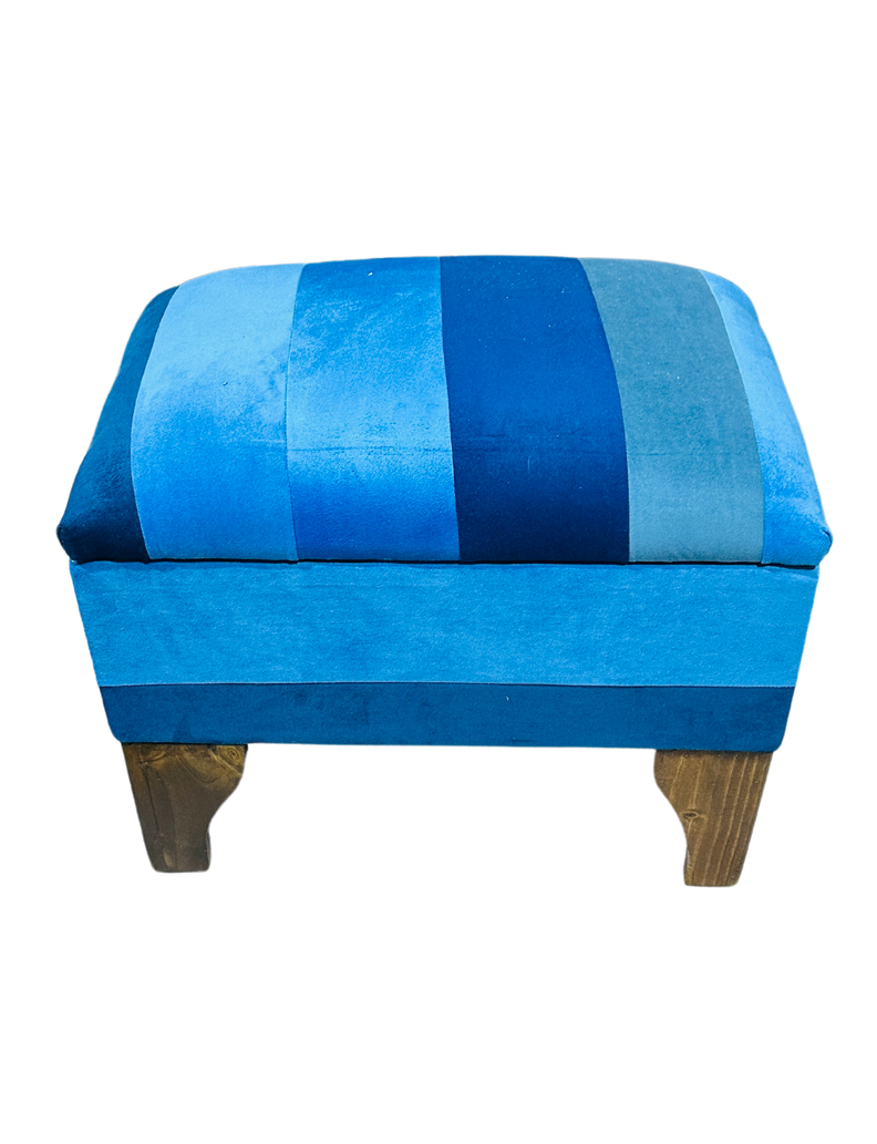 Banqueta Baúl azules Felpa 60x40x45x20 Muebles Rimar-3