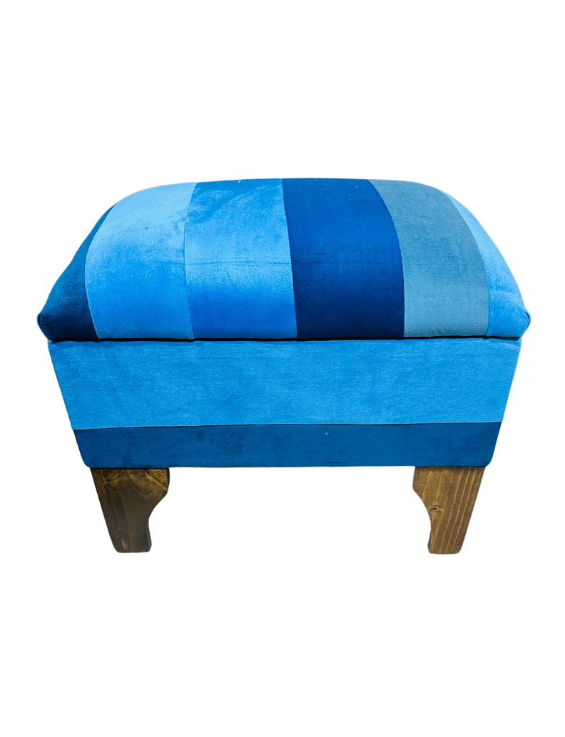 Banqueta Baúl azules Felpa 60x40x45x20 Muebles Rimar-4