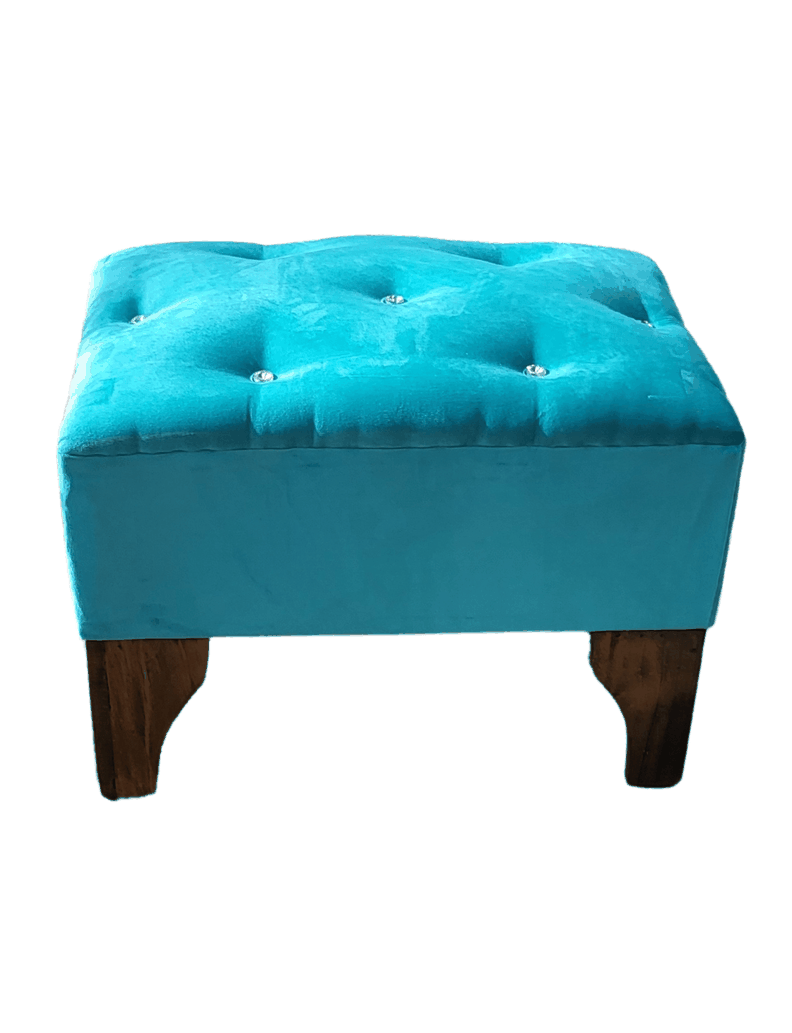 Banqueta Botón Diamante turquesa Felpa 60x40x40 Rimar-0