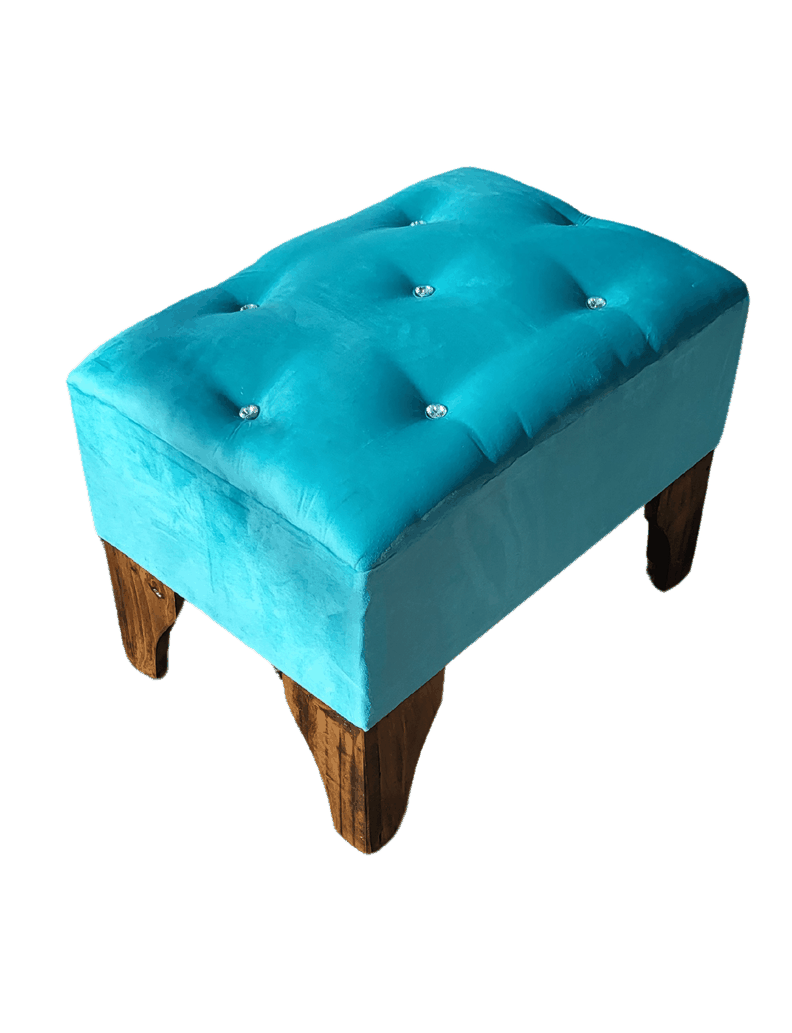 Banqueta Botón Diamante turquesa Felpa 60x40x40 Rimar-1
