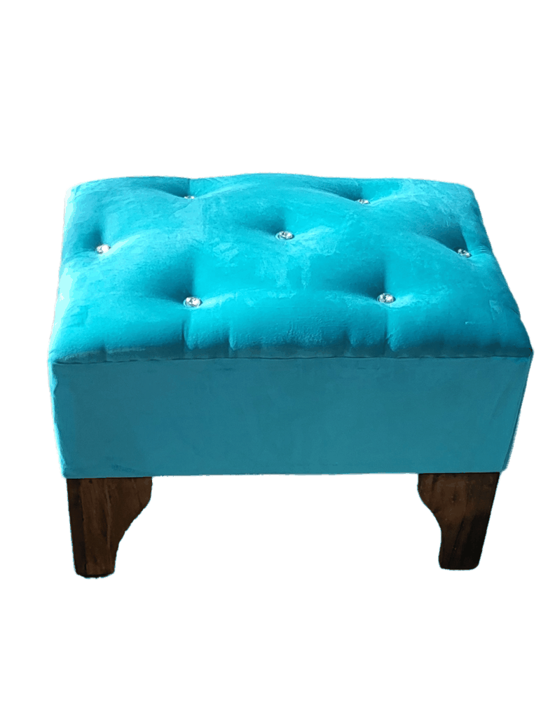Banqueta Botón Diamante turquesa Felpa 60x40x40 Rimar-2
