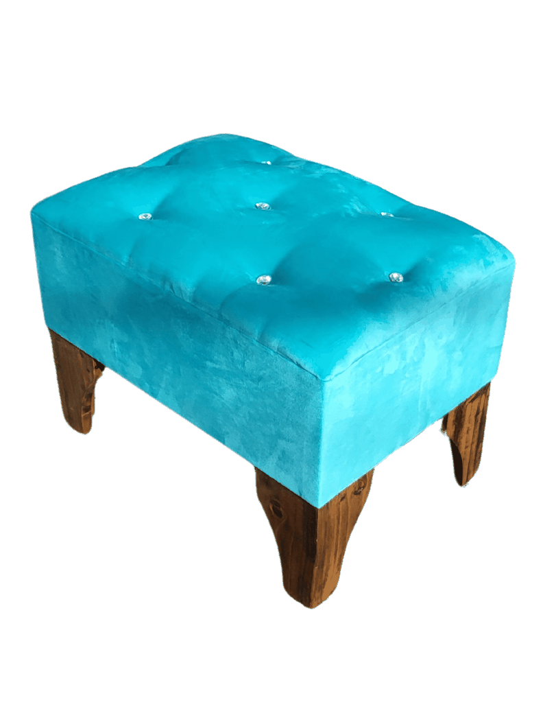 Banqueta Botón Diamante turquesa Felpa 60x40x40 Rimar-3