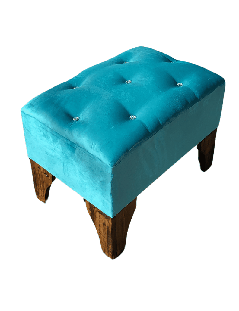 Banqueta Botón Diamante turquesa Felpa 60x40x40 Rimar-4