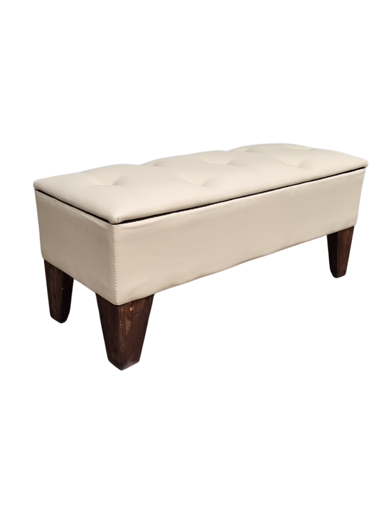Banqueta  Baúl Botone Beige Eco Cuero Rimar-1