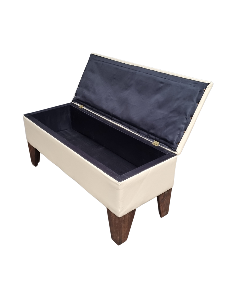Banqueta  Baúl Botone Beige Eco Cuero Rimar-3