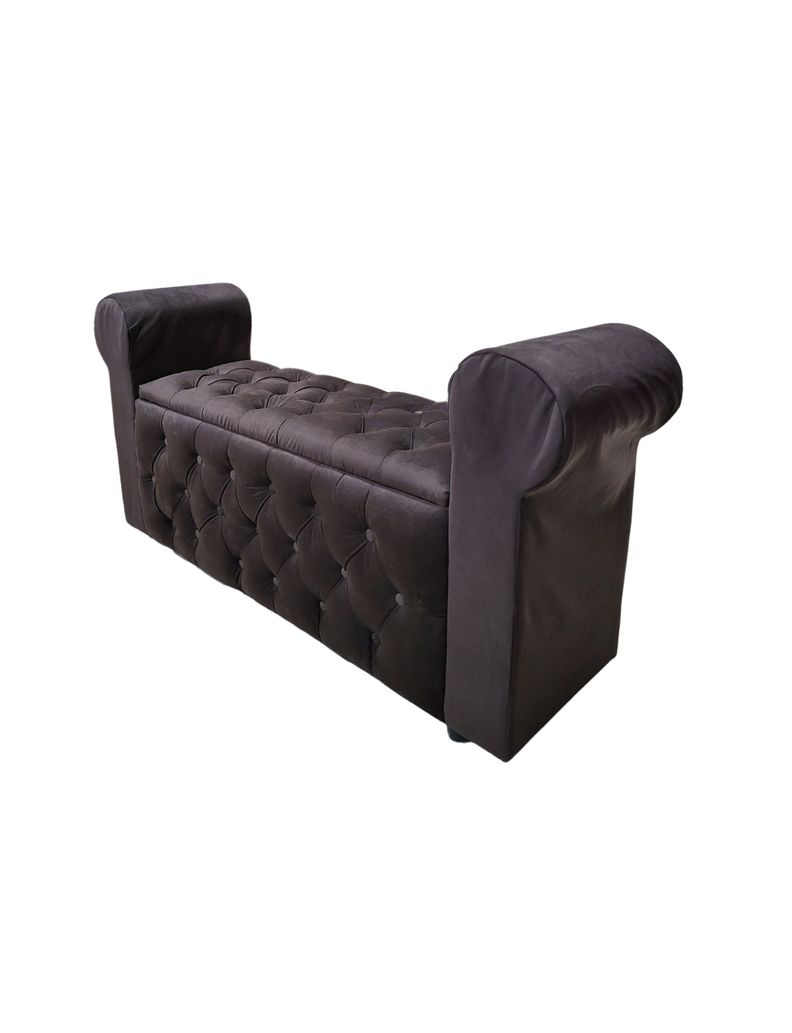 BANQUETA BAUL CON BRAZO CHOCOLATE FELPA -2
