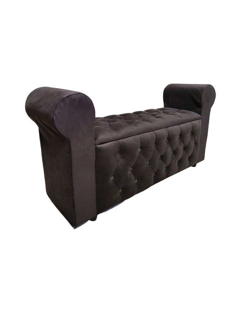 BANQUETA BAUL CON BRAZO CHOCOLATE FELPA -1