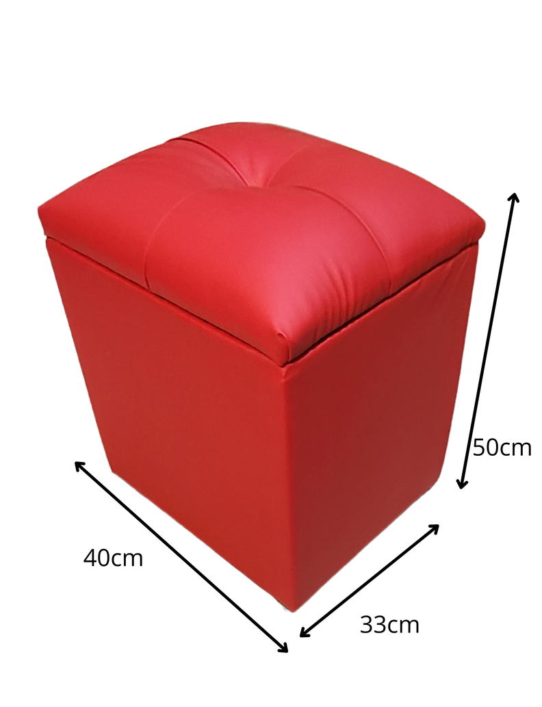 Pouf Baul Rojo Eco Cuero 40x33x50 Rimar-2