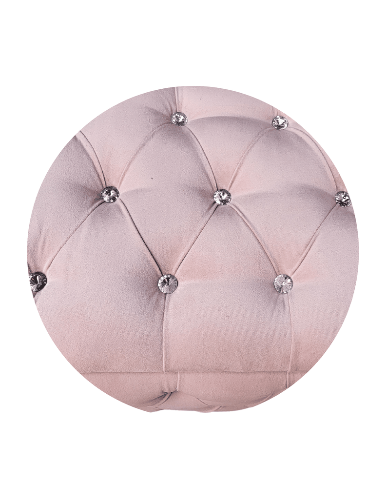 BANQUETA BAUL CON BRAZOS FELPA ROSA PASTEL BOTON DIAMANTE -4
