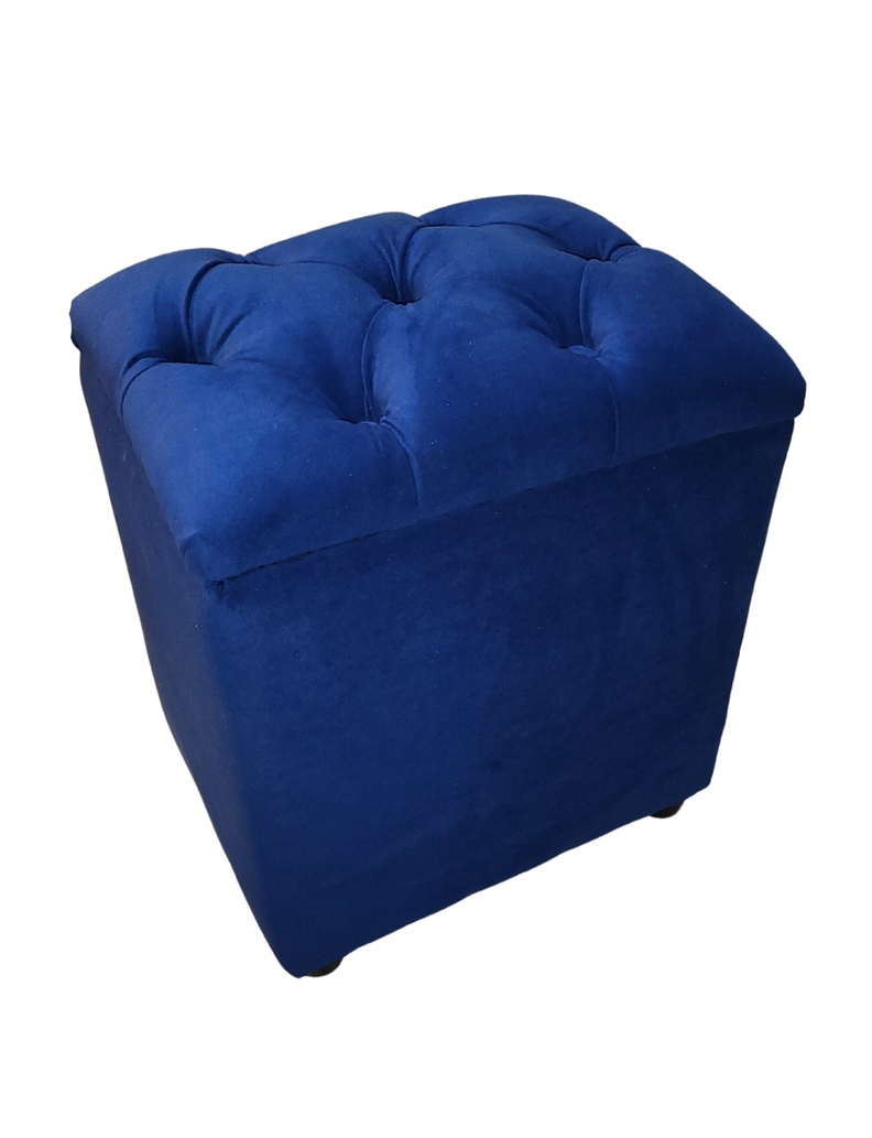 Pouf Baul Capitone Azul Marino Felpa Rimar-1