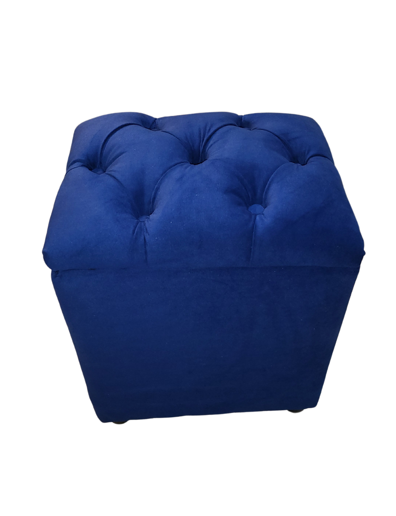 Pouf Baul Capitone Azul Marino Felpa Rimar-0