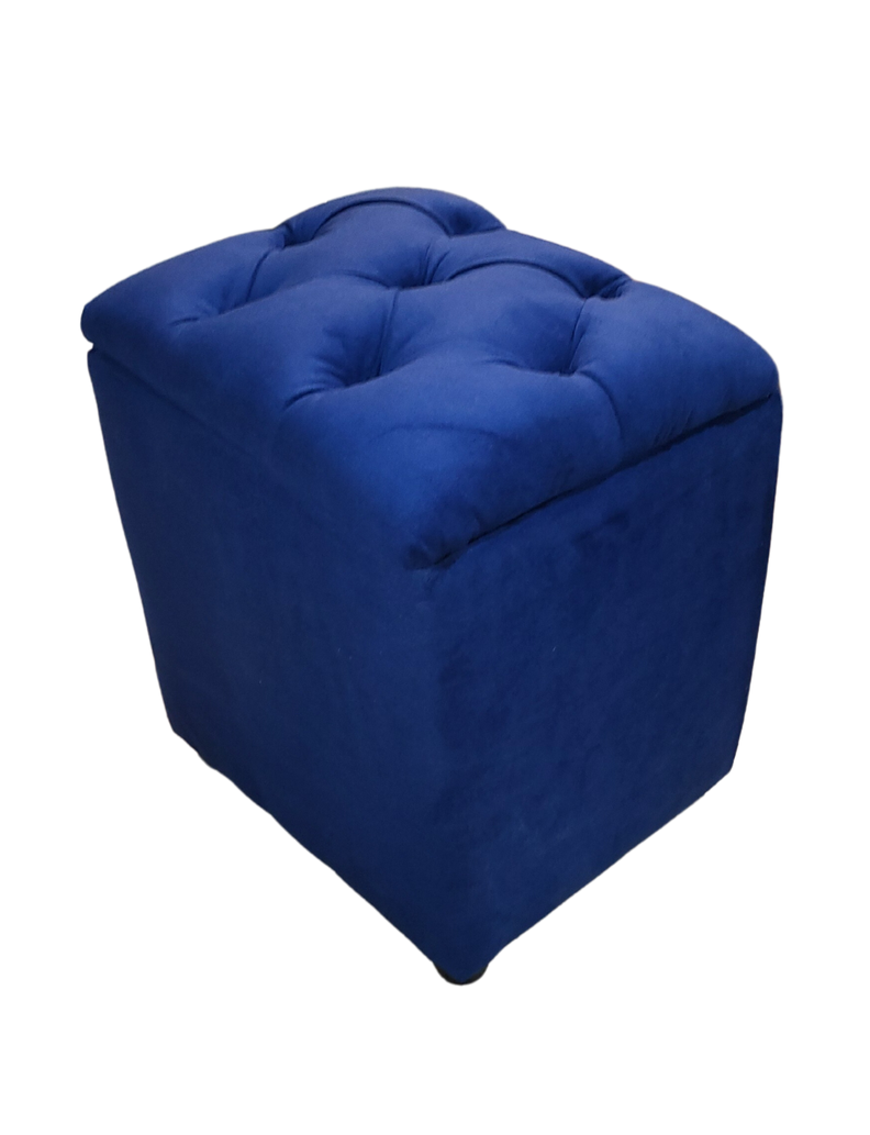 Pouf Baul Capitone Azul Marino Felpa Rimar-2