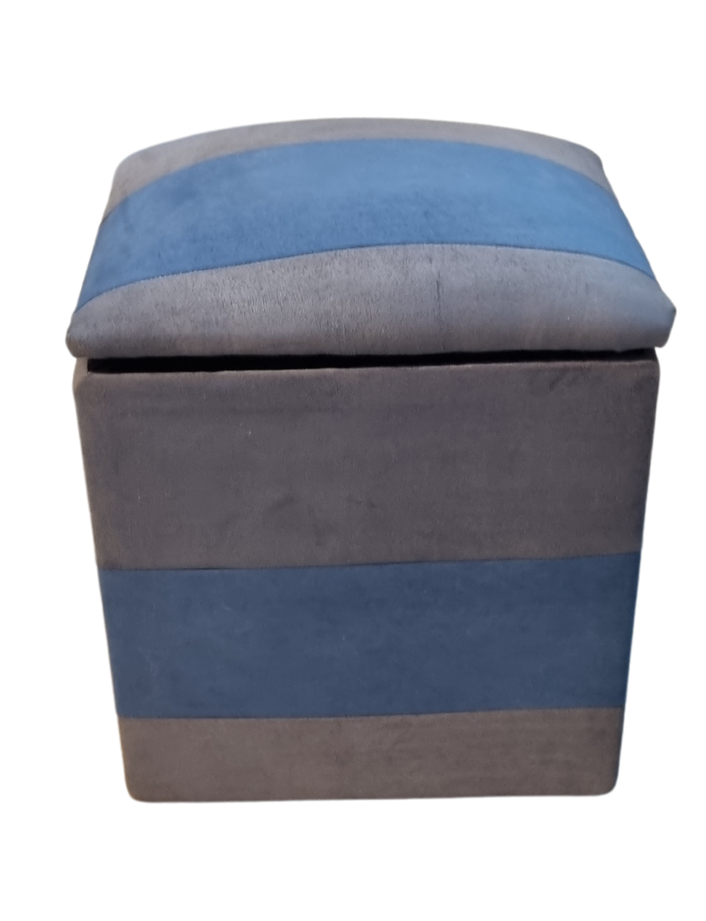 Pouf Baul Gris Azul Felpa Botone 40x33x50 Rimar-0
