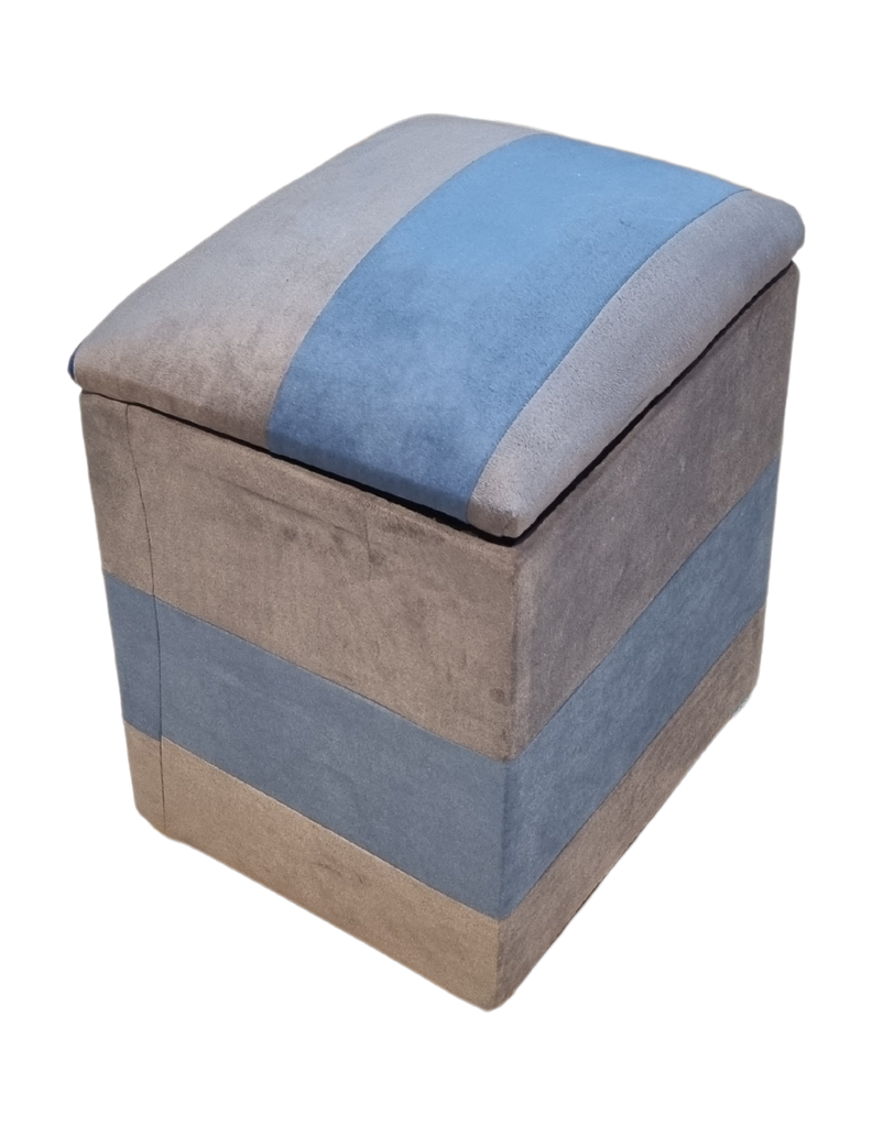 Pouf Baul Gris Azul Felpa Botone 40x33x50 Rimar-1