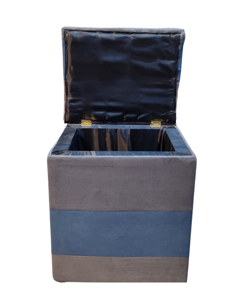 Pouf Baul Gris Azul Felpa Botone 40x33x50 Rimar-3