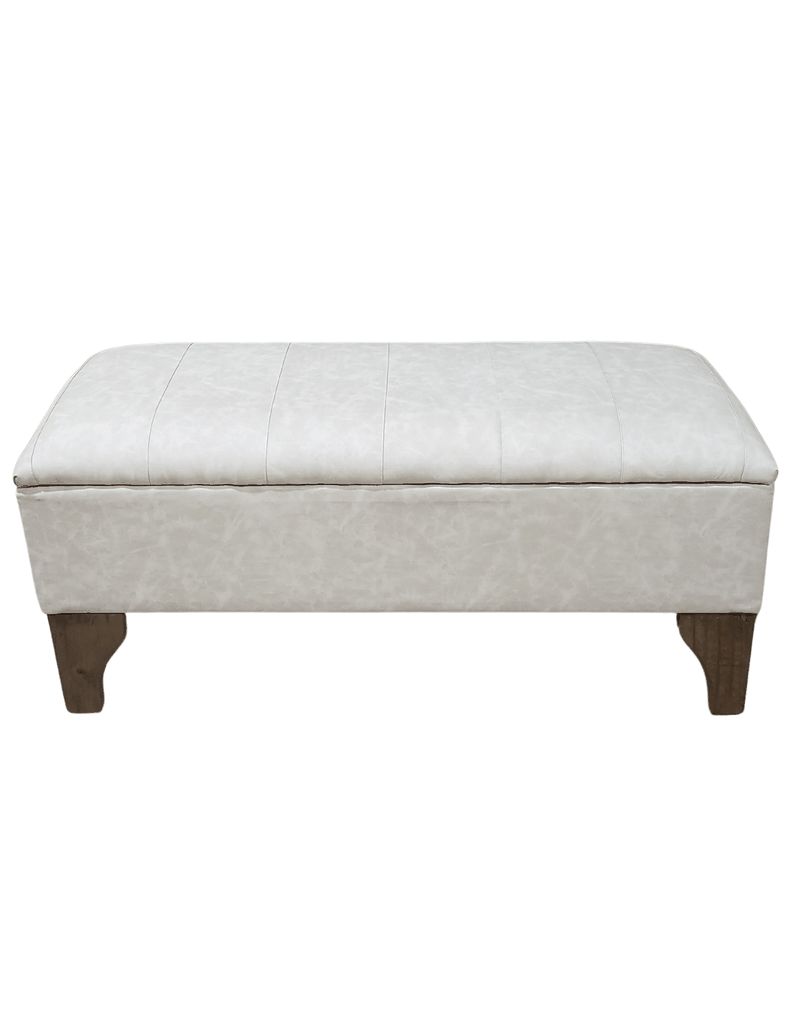 Banqueta Baúl tipo Tubular Eco Cuero beige jaspeado 105x40x45x20 Rimar-0