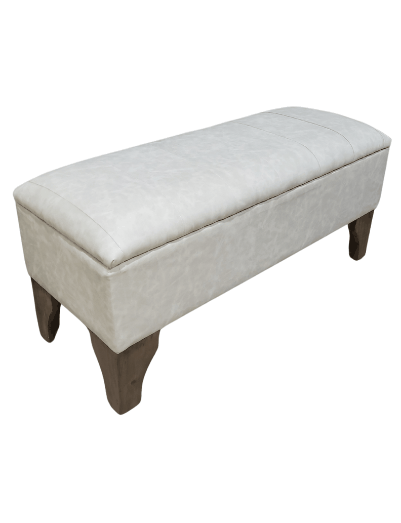 Banqueta Baúl tipo Tubular Eco Cuero beige jaspeado 105x40x45x20 Rimar-1