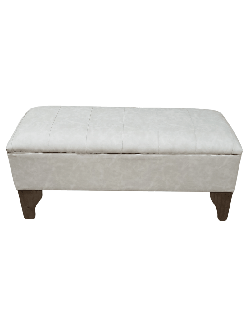 Banqueta Baúl tipo Tubular Eco Cuero beige jaspeado 105x40x45x20 Rimar-2