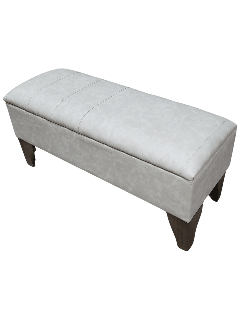 Banqueta Baúl tipo Tubular Eco Cuero beige jaspeado 105x40x45x20 Rimar-3