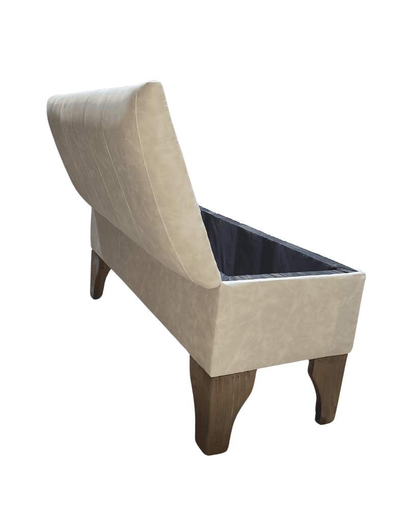 Banqueta Baúl tipo Tubular Eco Cuero beige jaspeado 105x40x45x20 Rimar-4