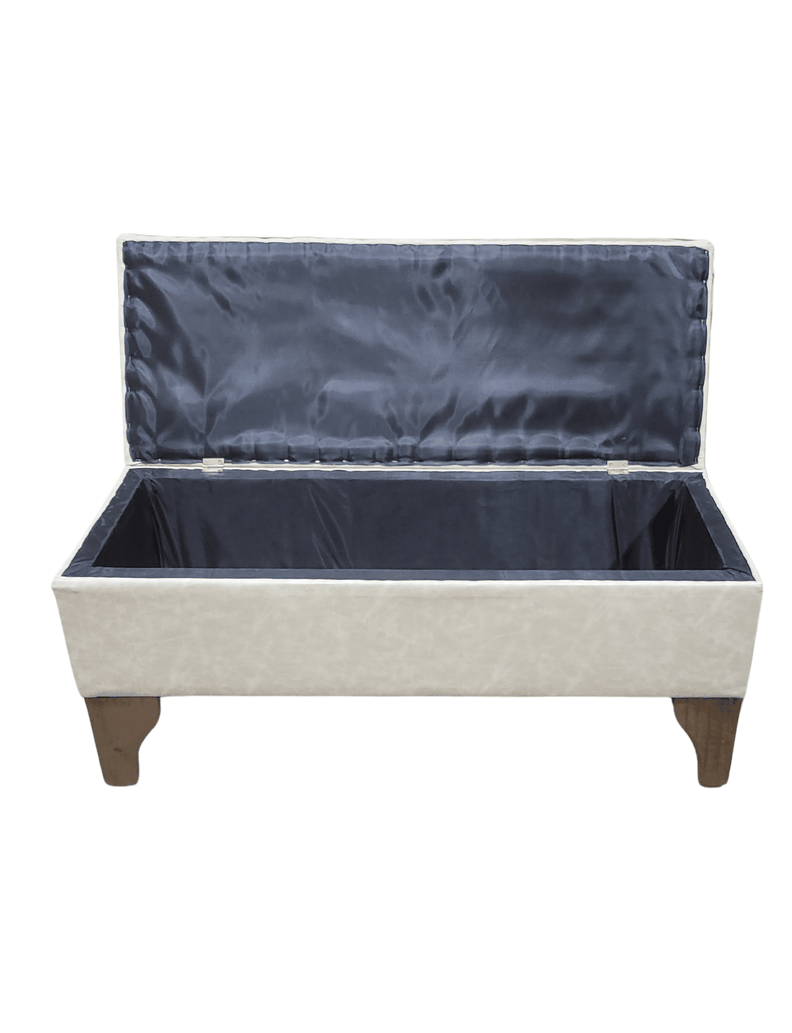 Banqueta Baúl tipo Tubular Eco Cuero beige jaspeado 105x40x45x20 Rimar-6