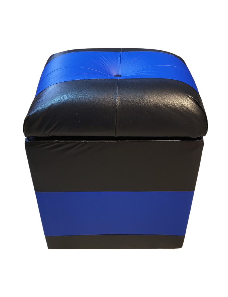 Pouf Baul Bicolor Negro Azul Eco Cuero 40x33x50 Rimar-0