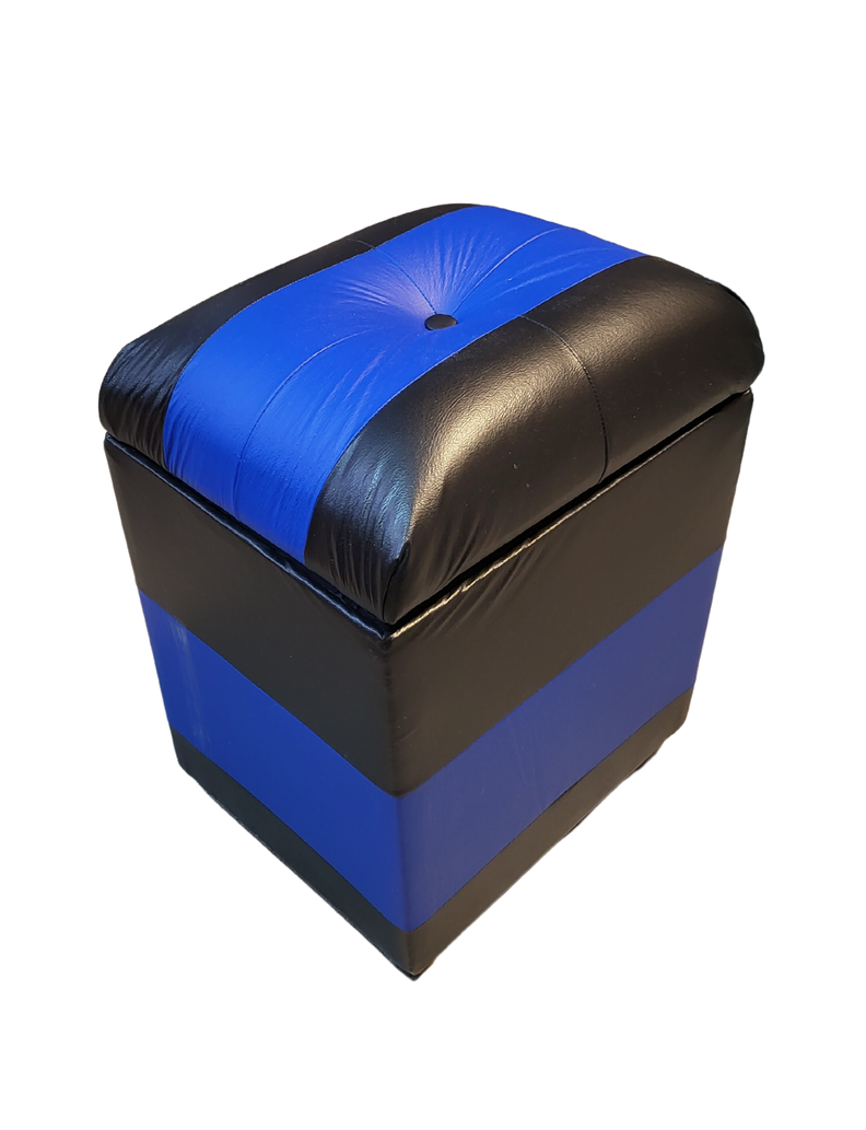 Pouf Baul Bicolor Negro Azul Eco Cuero 40x33x50 Rimar-1