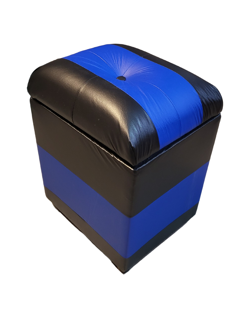 Pouf Baul Bicolor Negro Azul Eco Cuero 40x33x50 Rimar-2