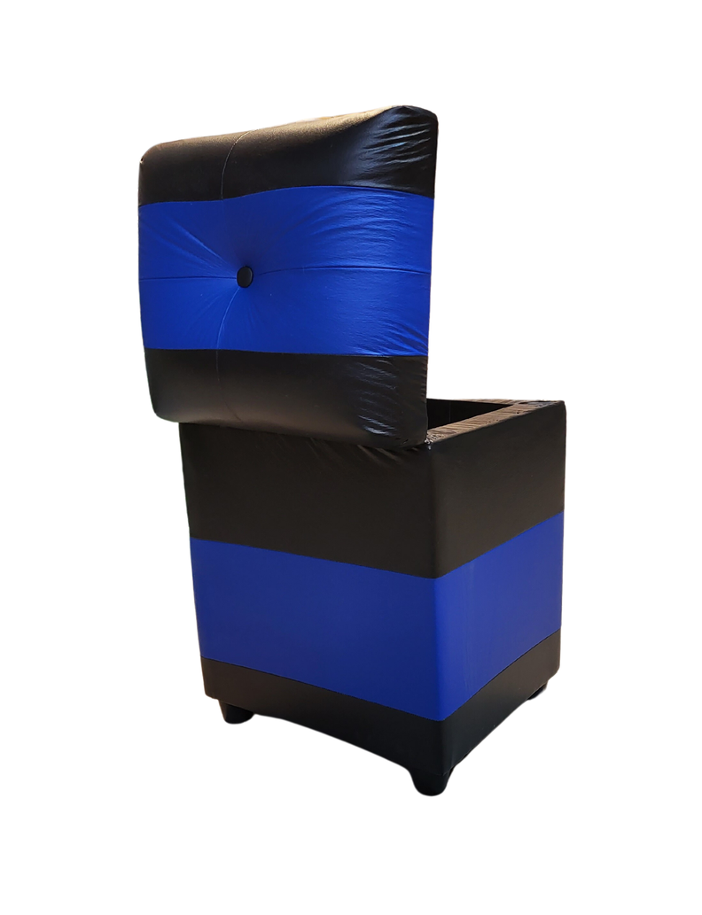 Pouf Baul Bicolor Negro Azul Eco Cuero 40x33x50 Rimar-3