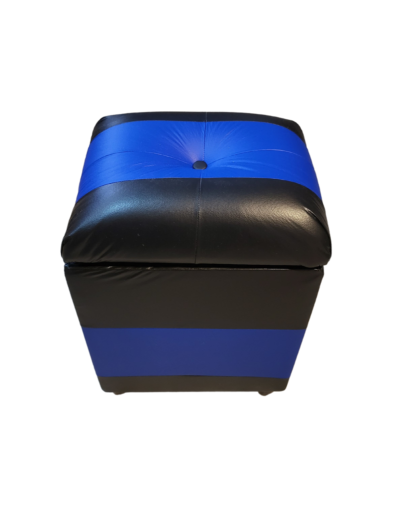 Pouf Baul Bicolor Negro Azul Eco Cuero 40x33x50 Rimar-4