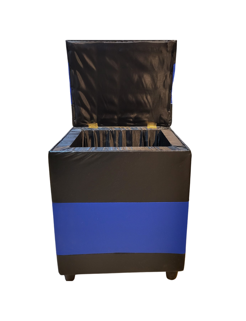 Pouf Baul Bicolor Negro Azul Eco Cuero 40x33x50 Rimar-5
