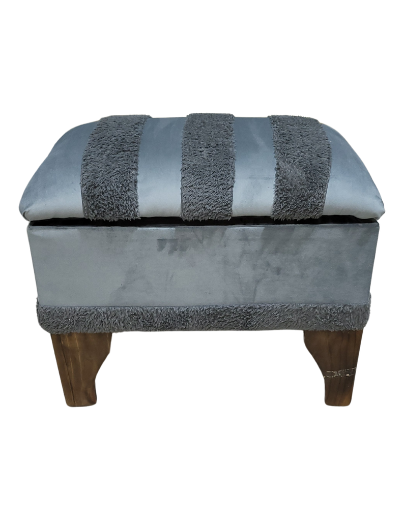 Banqueta Baúl Pelu Gris 60x40x45x20 Muebles Rimar-0