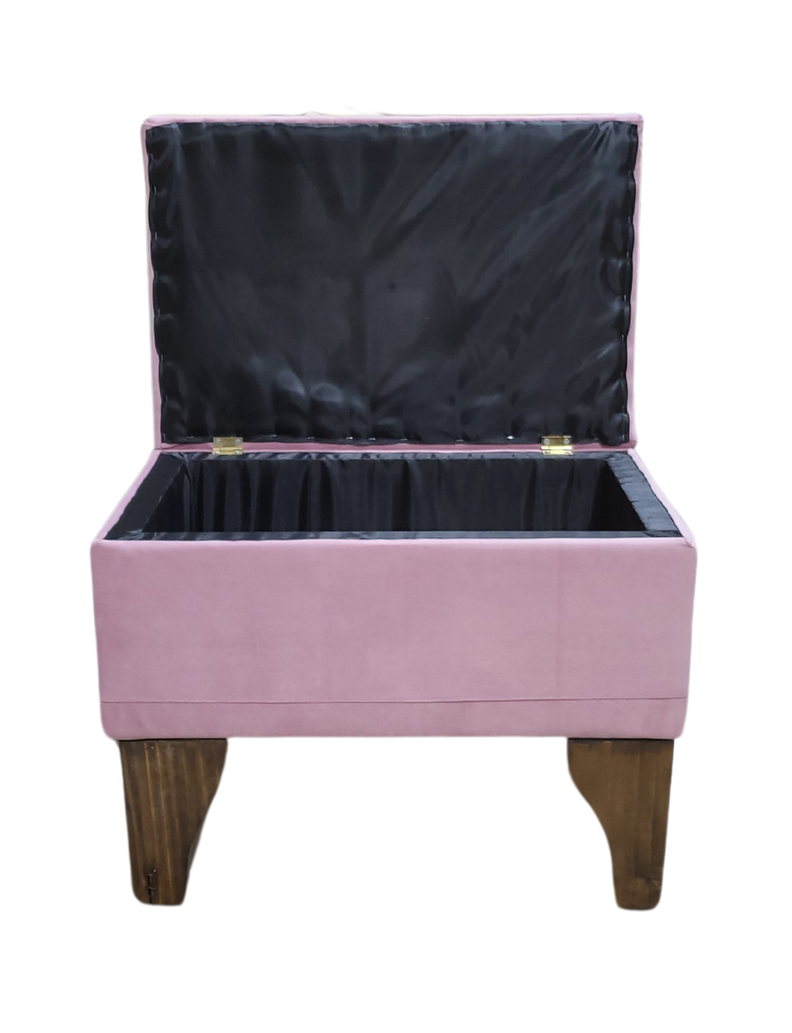 Banqueta Baúl  Palo Rosa Felpa 60x40x45x20  Muebles Rimar-4