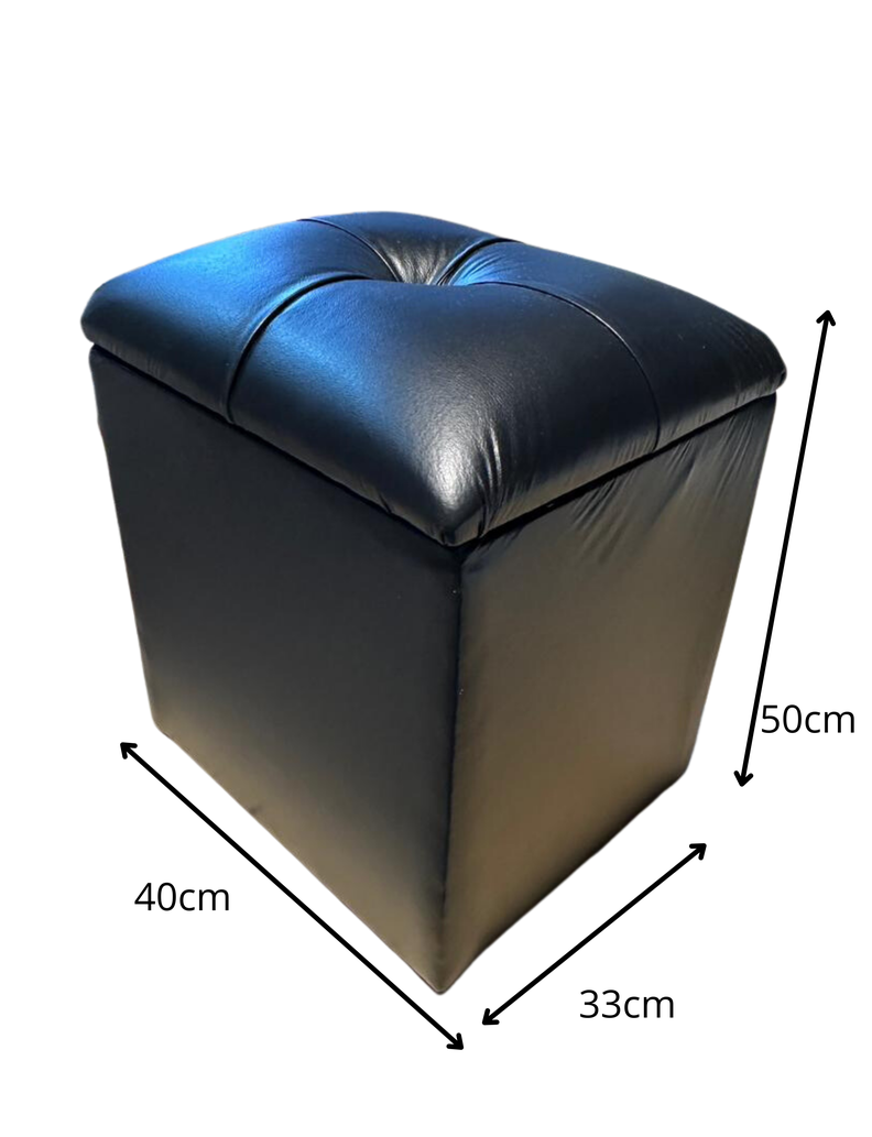 Pouf Baul Negro Eco Cuero 40x33x50 Rimar-2