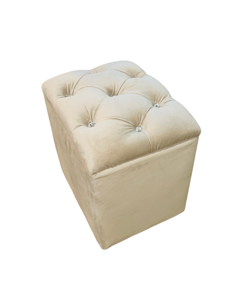 Pouf Baul Capitoné Beige Diamante -2