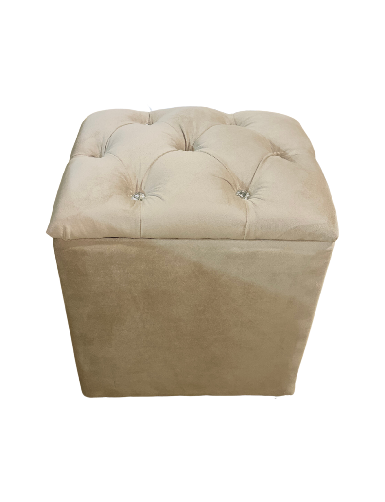 Pouf Baul Capitoné Beige Diamante -0