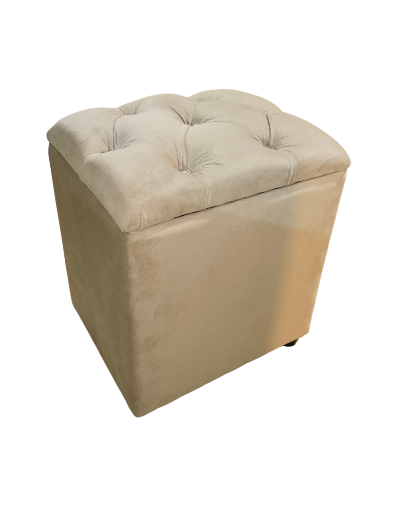 Pouf Baul Capitoné Beige Diamante -1