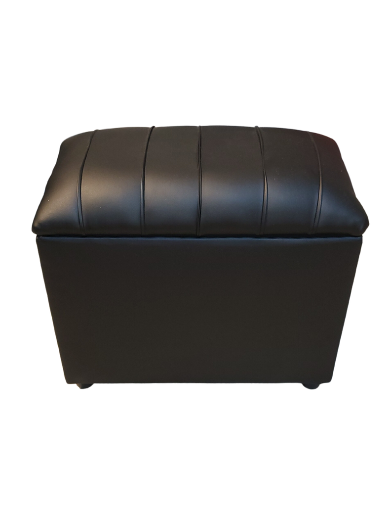 Banqueta Baul Tubular Negro Eco Cuero 60x35x50 Rimar-0