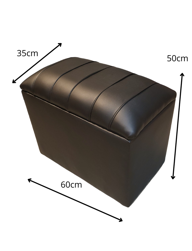 Banqueta Baul Tubular Negro Eco Cuero 60x35x50 Rimar-2