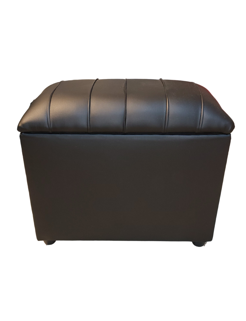 Banqueta Baul Tubular Negro Eco Cuero 60x35x50 Rimar-4