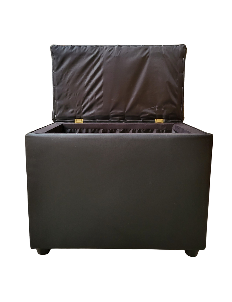 Banqueta Baul Tubular Negro Eco Cuero 60x35x50 Rimar-5