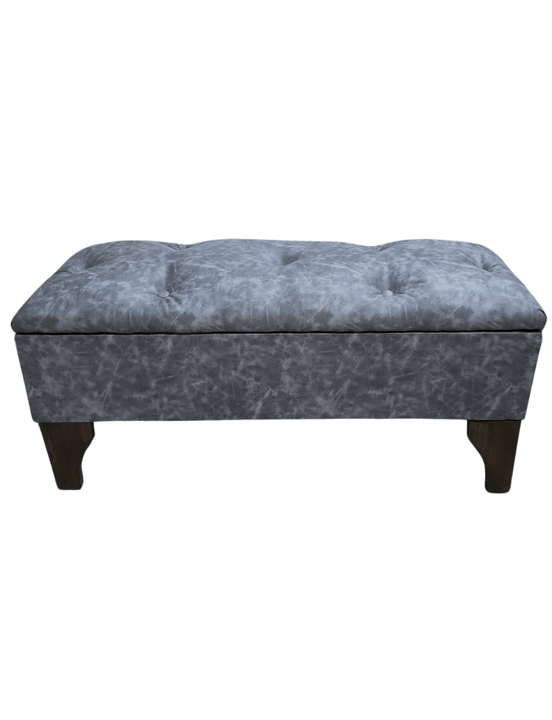 Baúl Botone Gris Marmoleado Eco Cuero Rimar 105x40x45x20-0
