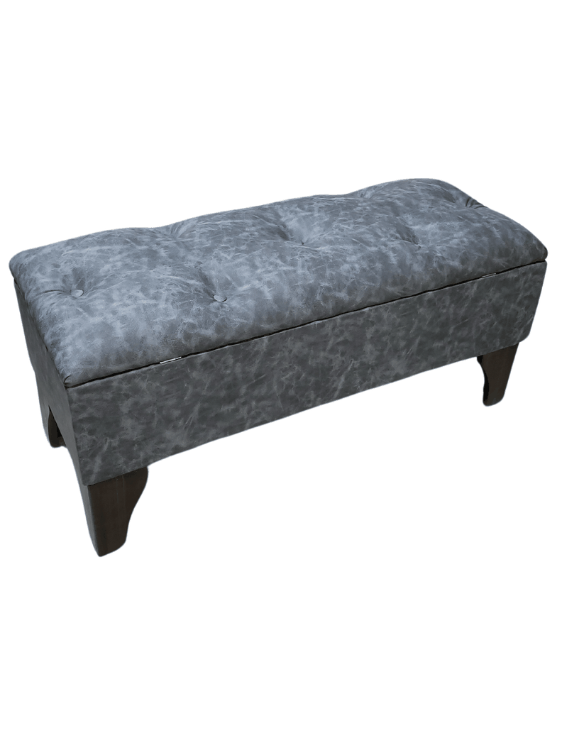 Baúl Botone Gris Marmoleado Eco Cuero Rimar 105x40x45x20-1