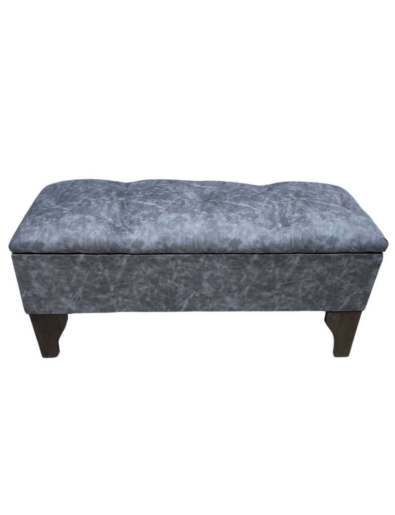 Baúl Botone Gris Marmoleado Eco Cuero Rimar 105x40x45x20-2