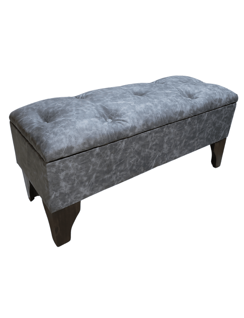 Baúl Botone Gris Marmoleado Eco Cuero Rimar 105x40x45x20-5