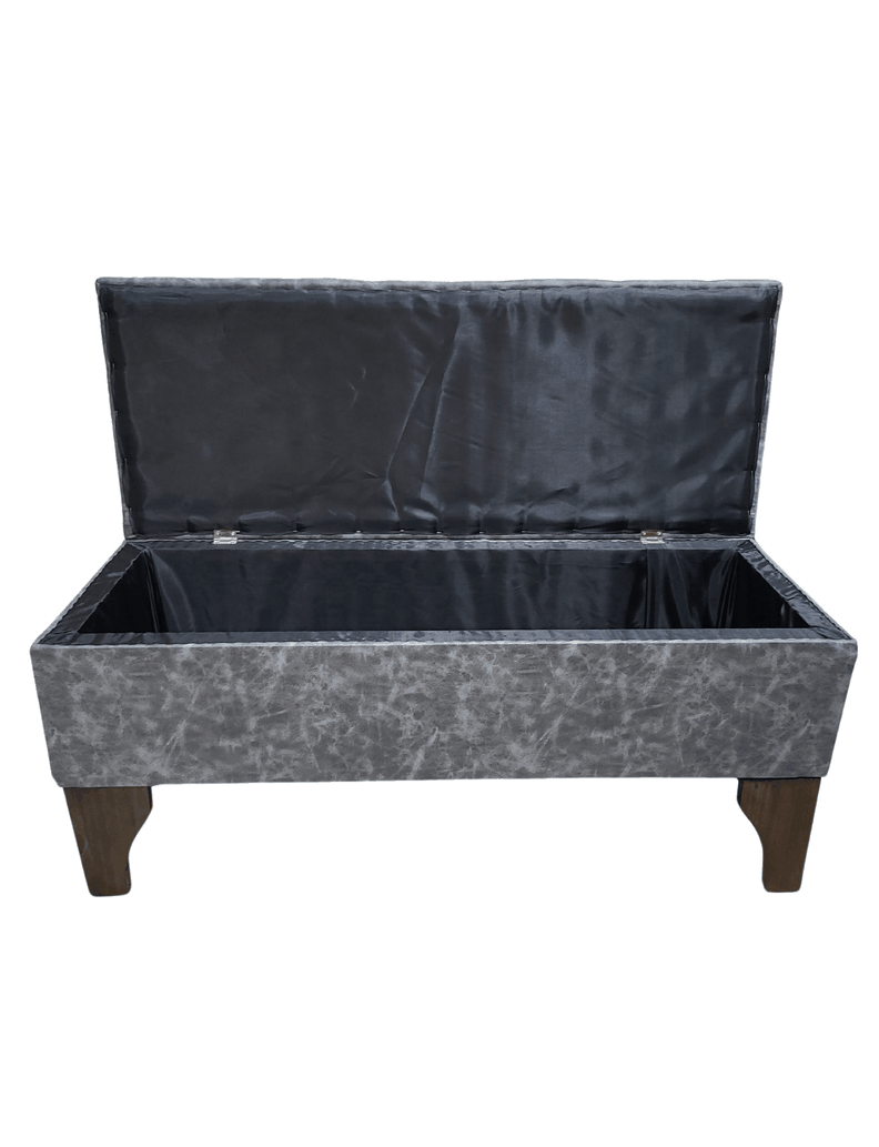 Baúl Botone Gris Marmoleado Eco Cuero Rimar 105x40x45x20-6