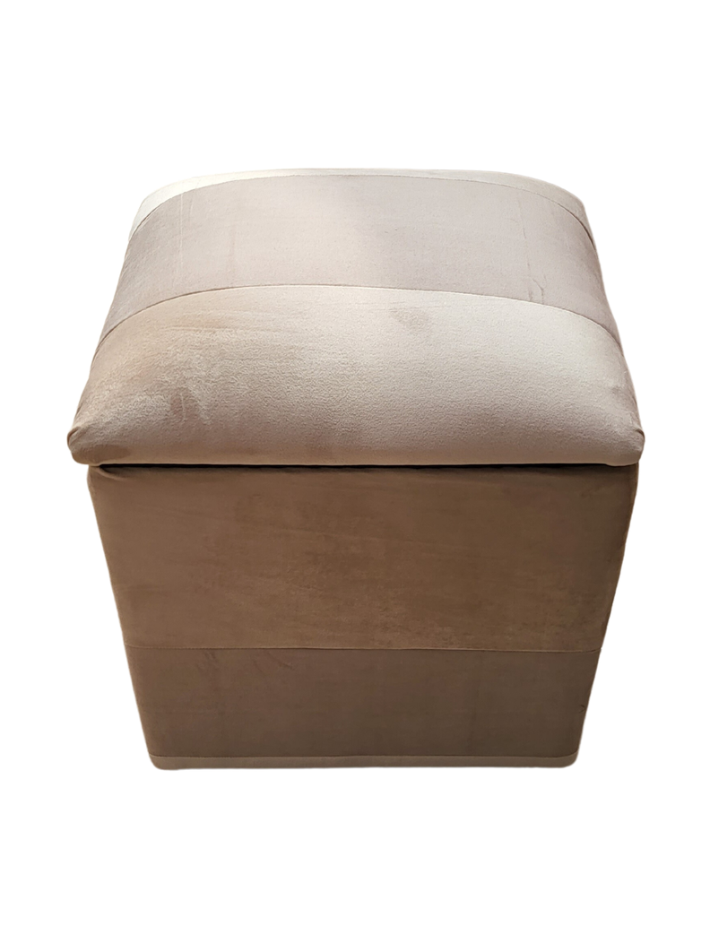 Pouf Baul Bicolor Crema Felpa 40x33x50 Rimar-0