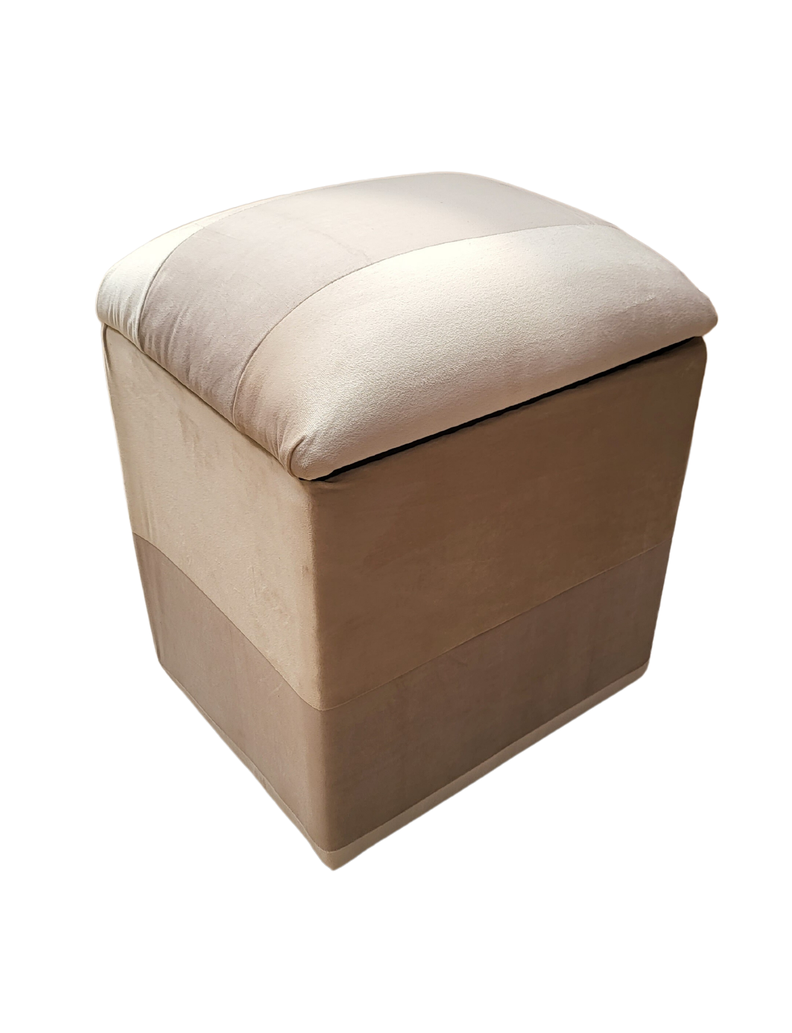 Pouf Baul Bicolor Crema Felpa 40x33x50 Rimar-1